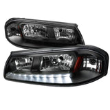 Spec-D Crystal Headlights Chevy Impala (00-05) [w/ Light Strip] Matte Black or Chrome Housing