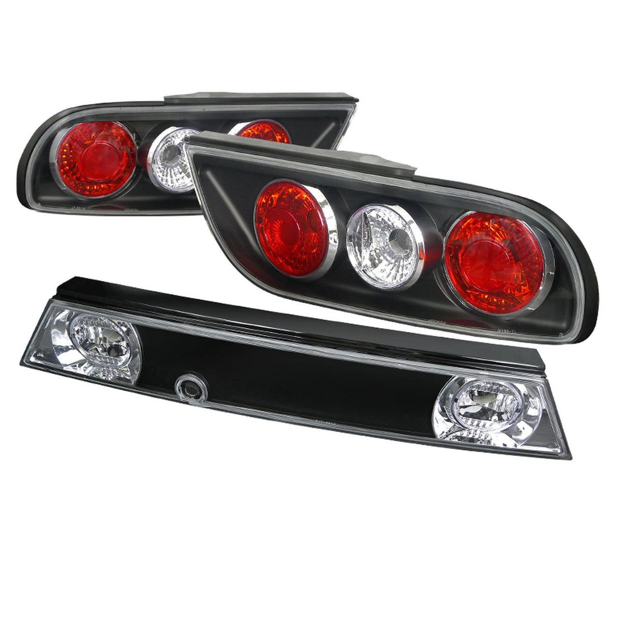 Tail Lights Nissan 240SX S13 Hatchback (89-94) w/ Center Trunk Light - Black or Red - K2 Industries