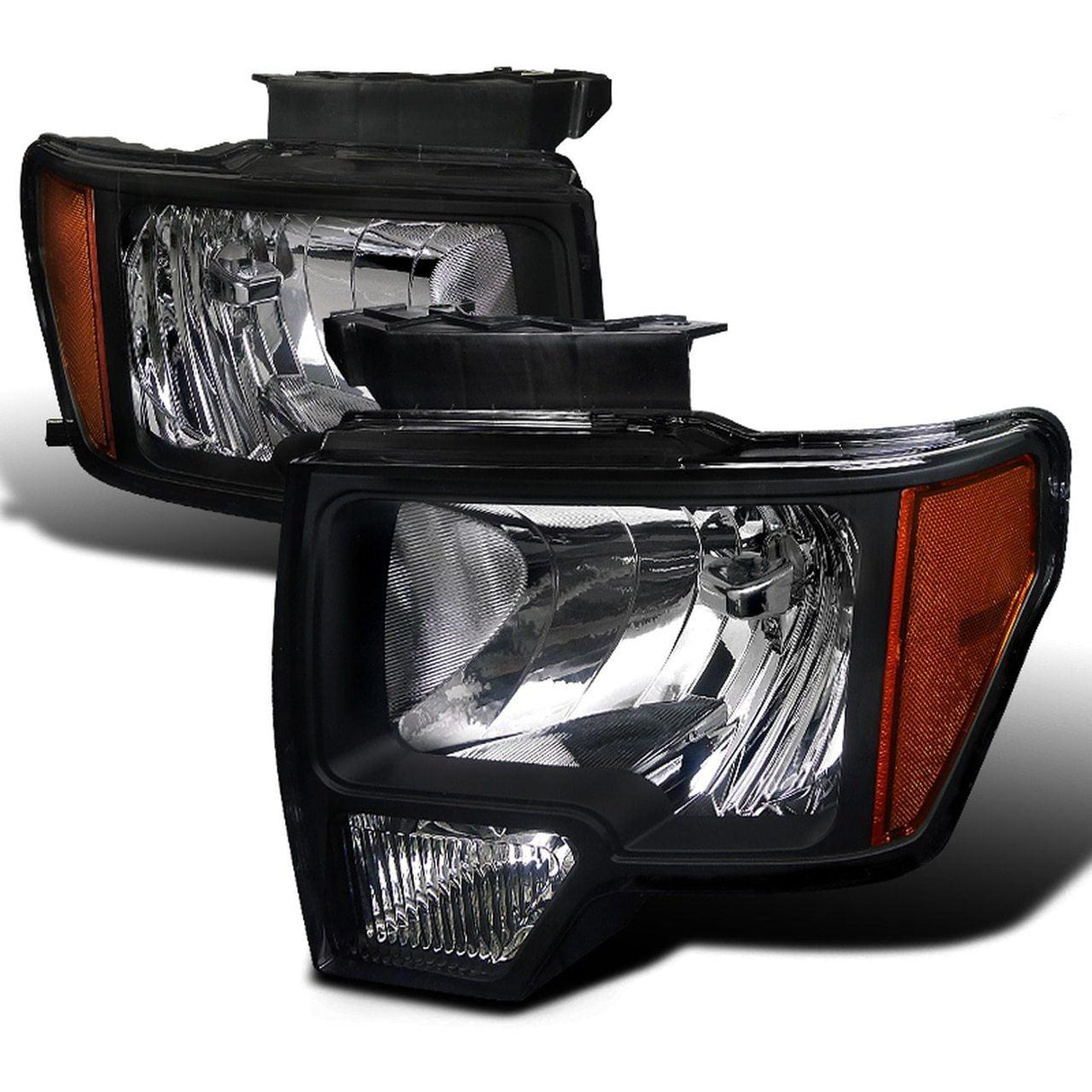 Spec-D OEM Replacement Headlights Ford F150 (09-14) [w/ Amber Reflectors] Black or Chrome Housing