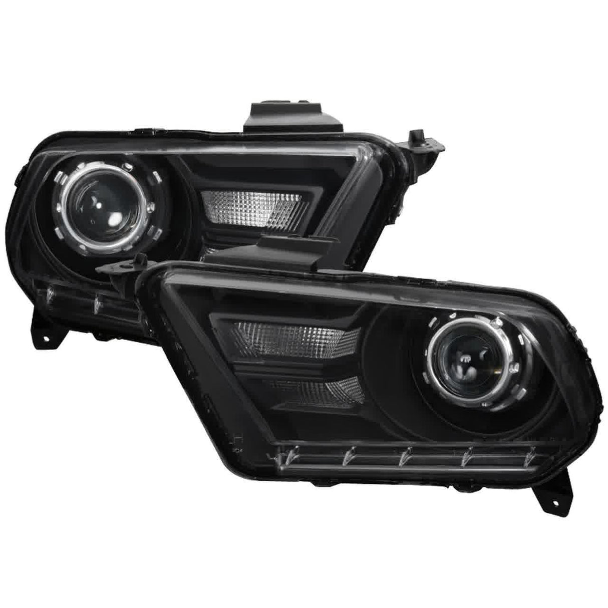 Spec-D Projector Headlights Ford Mustang (2010-2014) [Retrofit Style] Matte Black Housing/Clear Lens