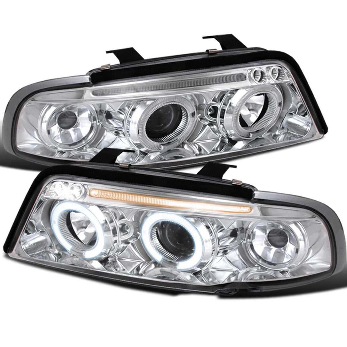 Spec-D Projector Headlights Audi A4 B5 (1996-1999) Dual Halo w/ LED - Black/Chrome