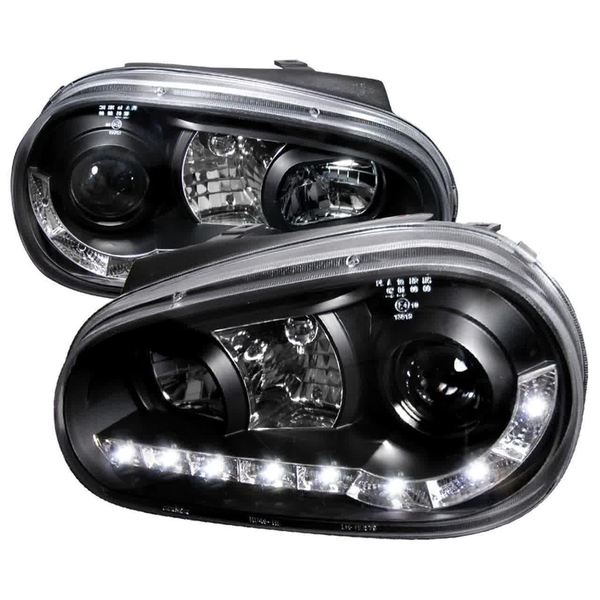 Spec-D Projector Headlights VW Golf MK4 / GTI (96-06) Cabrio (99-02) R32 (2004) Black w/ R8 Style LED Strip