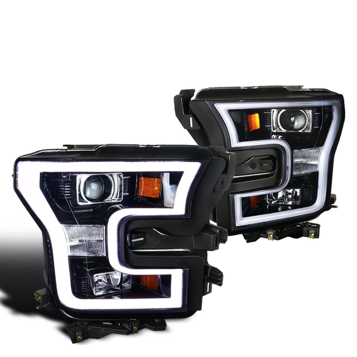 Spec-D Projector Headlights Ford F150 (2015-2016-2017) Outline LED DRL - Black / Chrome / Smoke