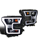 Spec-D Projector Headlights Ford F150 (2015-2016-2017) Outline LED DRL - Black / Chrome / Smoke