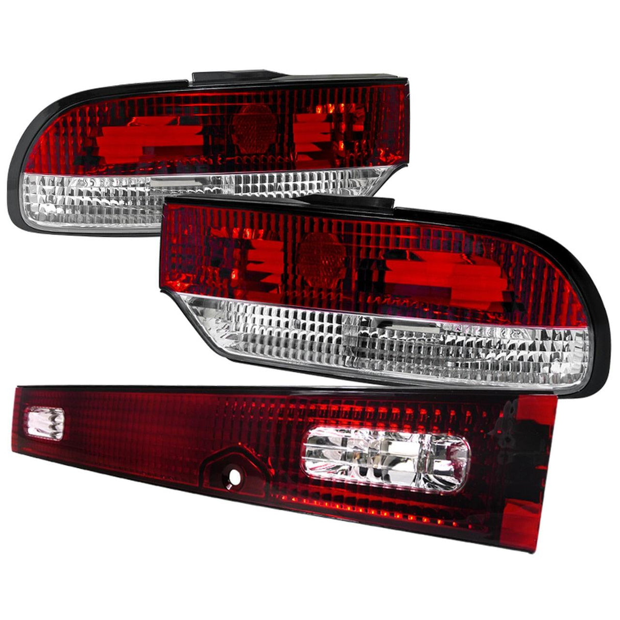 Tail Lights Nissan 240SX S13 Hatchback (89-94) w/ Center Trunk Light - Black or Red - K2 Industries