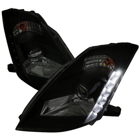 Nissan 350Z SMD LED Strip with HID Black or Chrome Projector Headlights (2003-2005) - K2 Industries