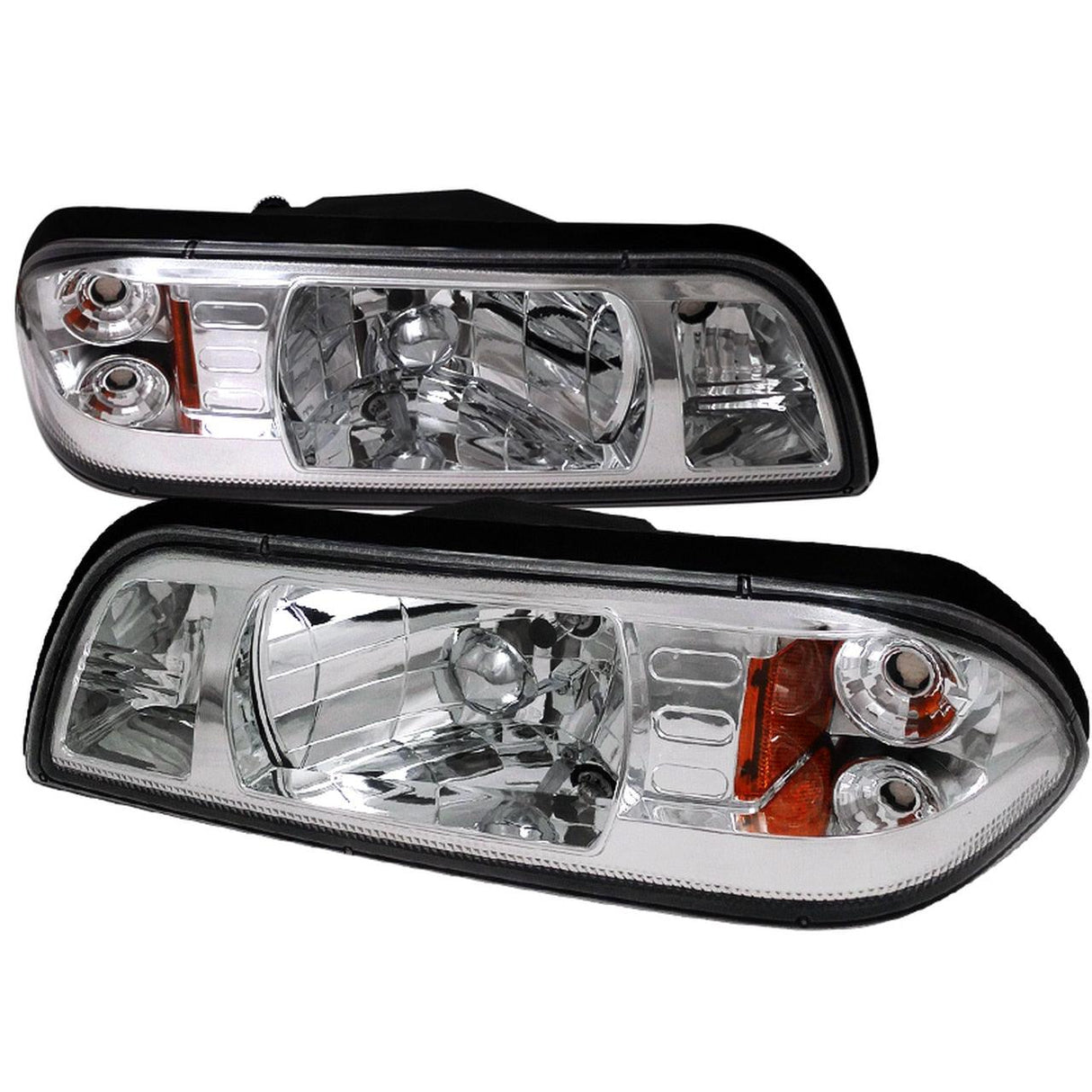 Spec-D OEM Replacement Headlights Ford Mustang Fox Body (87-93) 1 Piece - Black / Chrome