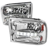 Spec-D Crystal Headlights Ford F250 / F350 (1999-2004) w/ or w/o LED Light Bar