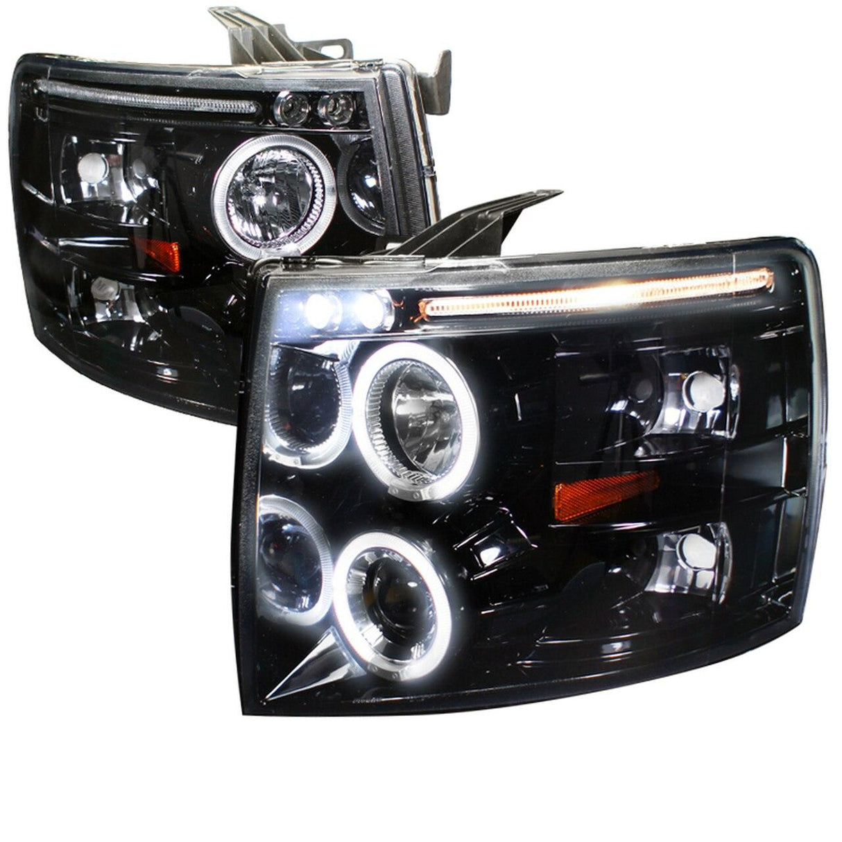 Spec-D Projector Headlights Chevy Silverado (2007-2013) Dual Halo - Black or Chrome