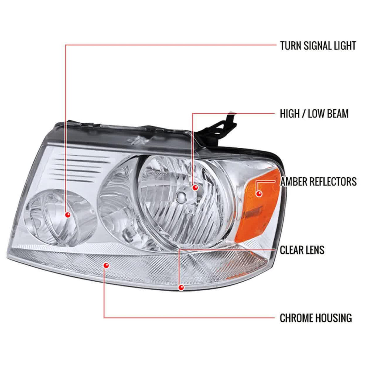 Spec-D OEM Replacement Headlights Ford F150 (04-08) Optional LED Bar - Black or Chrome