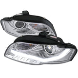 Spec-D Projector Headlights Audi A4 B7 (06-07-08) w/ R8 Style LED Strip
