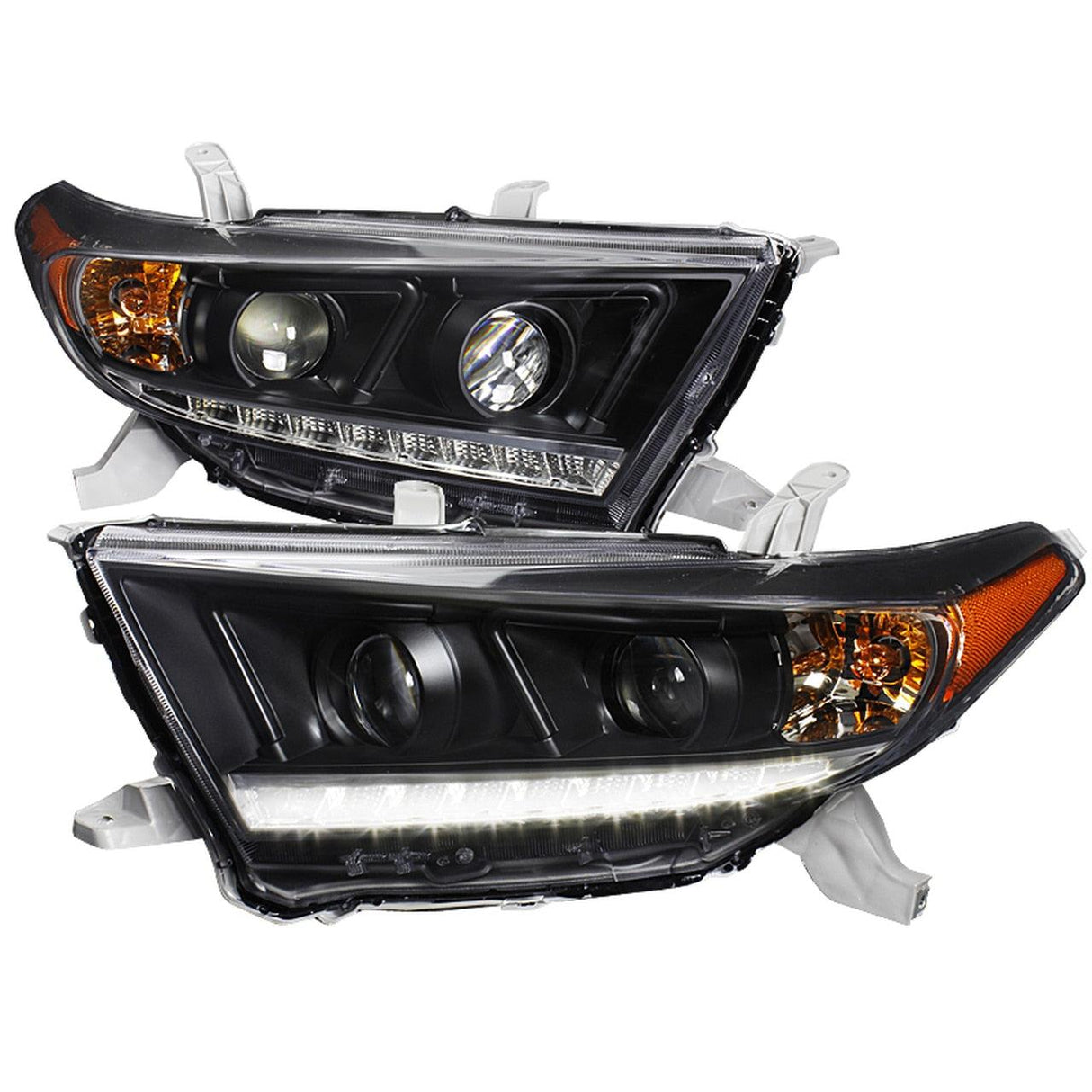 Spec-D Projector Headlights Toyota Highlander (11-13) [w/ SMD LED Light Strip] Matte Black or Chrome Housing