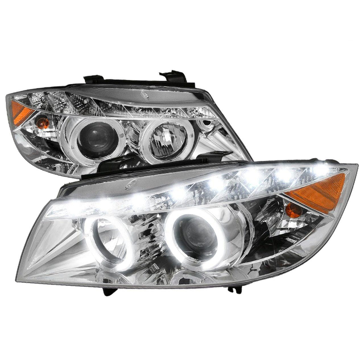 Spec-D Projector Headlights BMW 325i 330i 335i E90 Sedan (06-08) Halo LED - Black / Chrome / Tinted