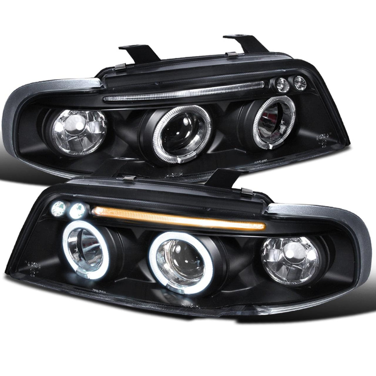 Spec-D Projector Headlights Audi A4 B5 (1996-1999) Dual Halo w/ LED - Black/Chrome