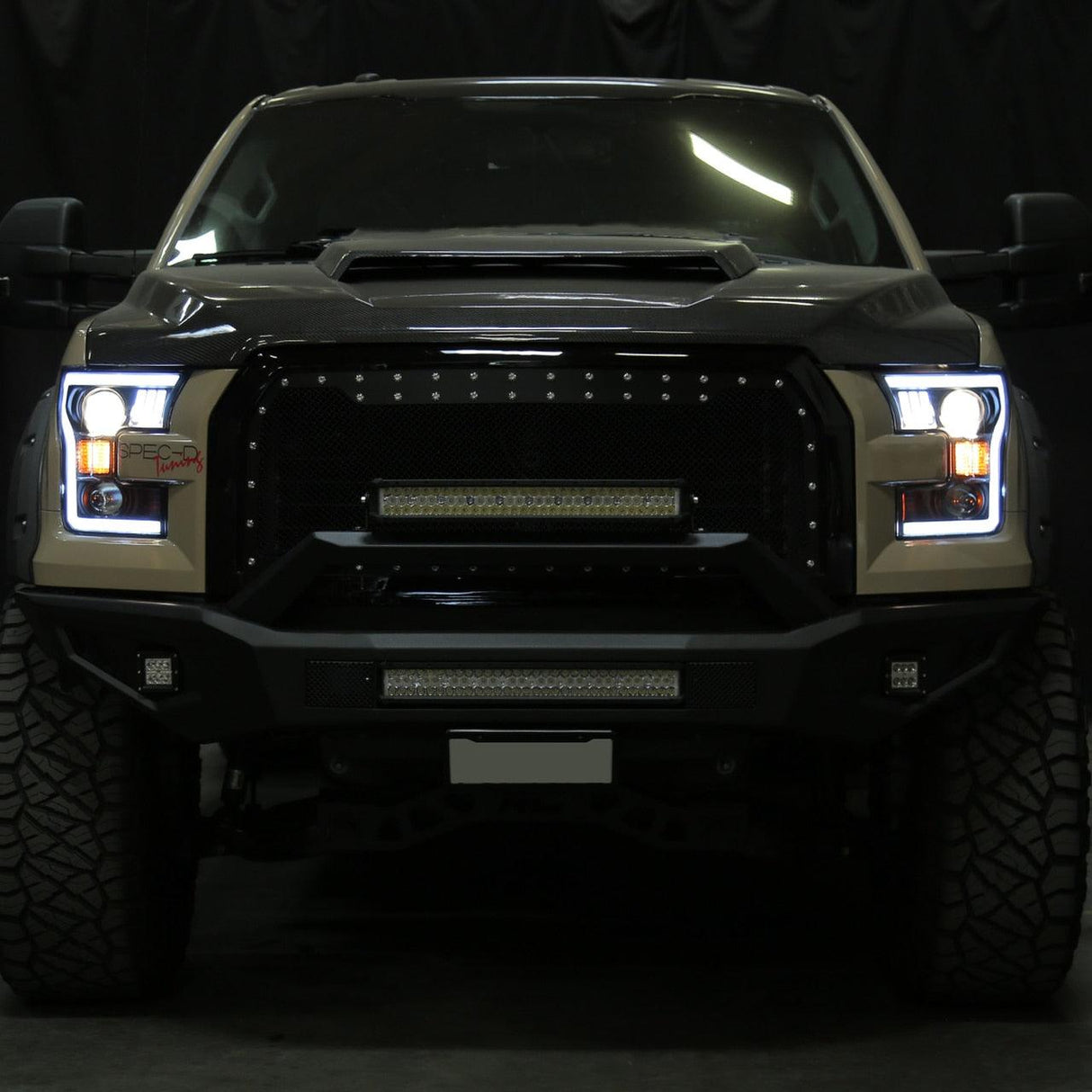 Spec-D Projector Headlights Ford F150 (2015-2016-2017) RS Triple LED - Black / Chrome / Smoke