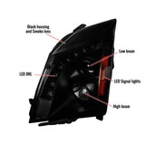 Spec-D Projector Headlights Cadillac CTS (2008-2014) w/ LED Strip - Black or Chrome