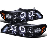 Spec-D Projector Headlights Honda Accord (98-02) w/ Dual LED Halo - Black or Chrome