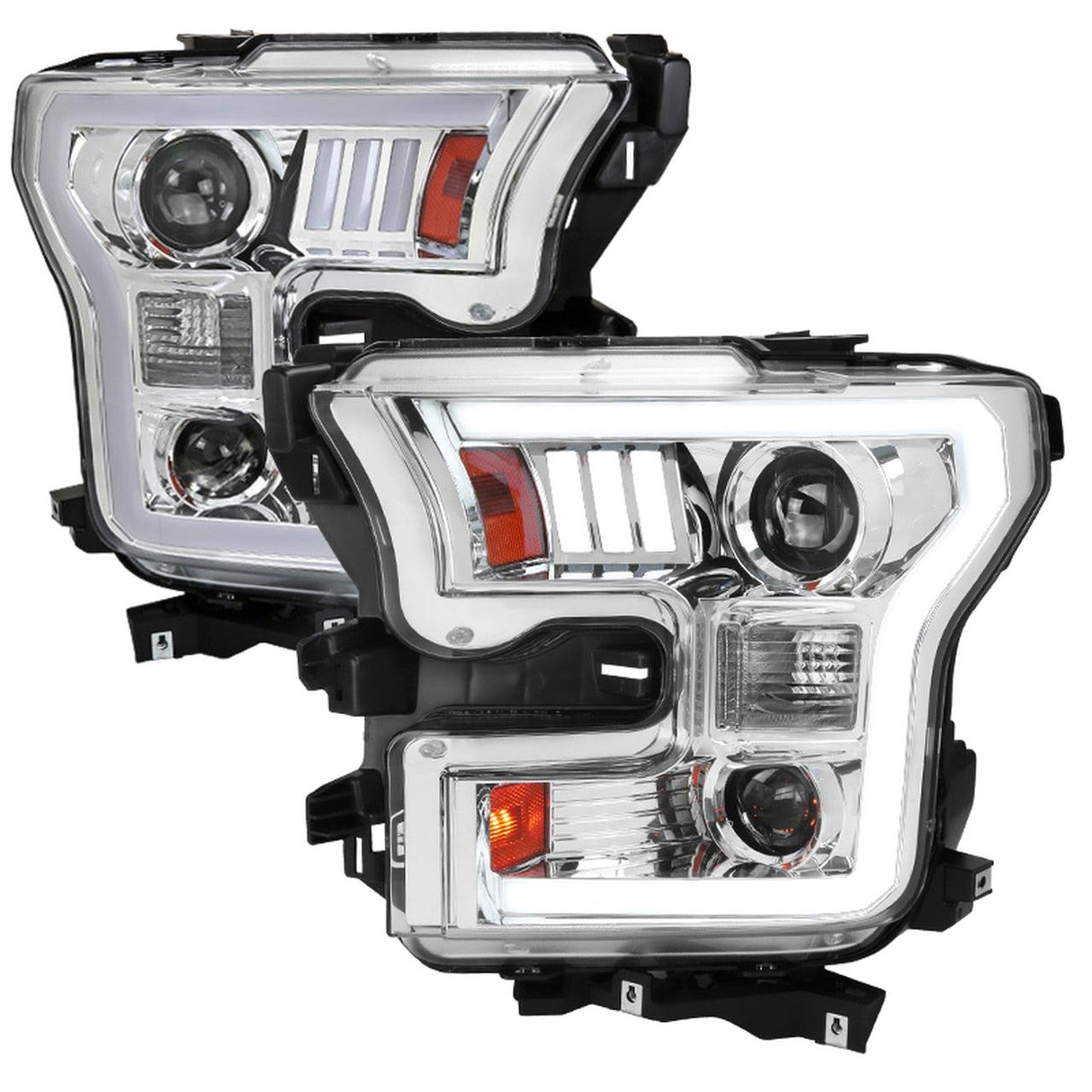 Spec-D Projector Headlights Ford F150 (2015-2016-2017) RS Triple LED - Black / Chrome / Smoke
