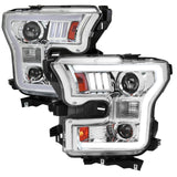Spec-D Projector Headlights Ford F150 (2015-2016-2017) RS Triple LED - Black / Chrome / Smoke