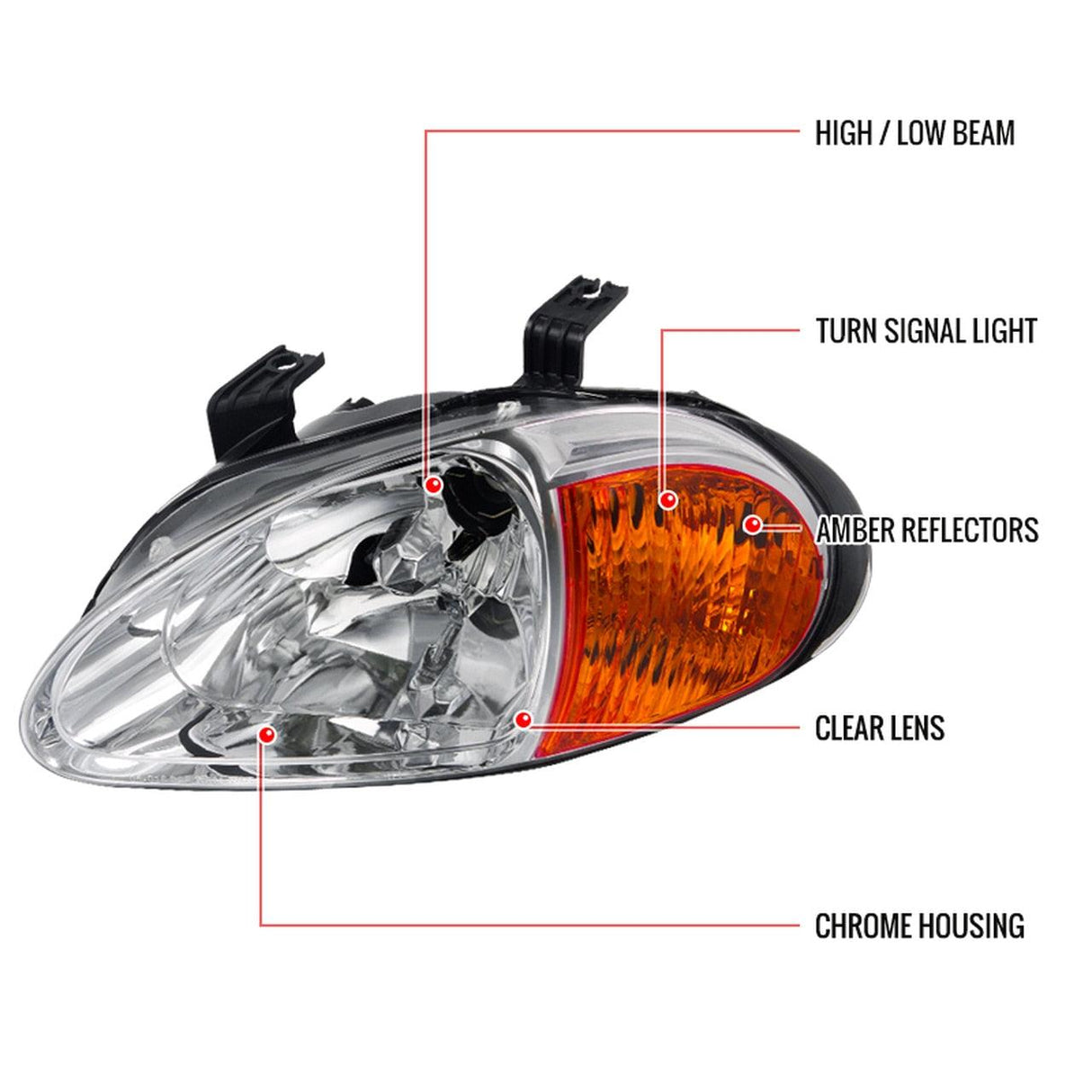 OEM Replacement Headlights Honda Del Sol (93-97) JDM w/ Amber - K2 Industries