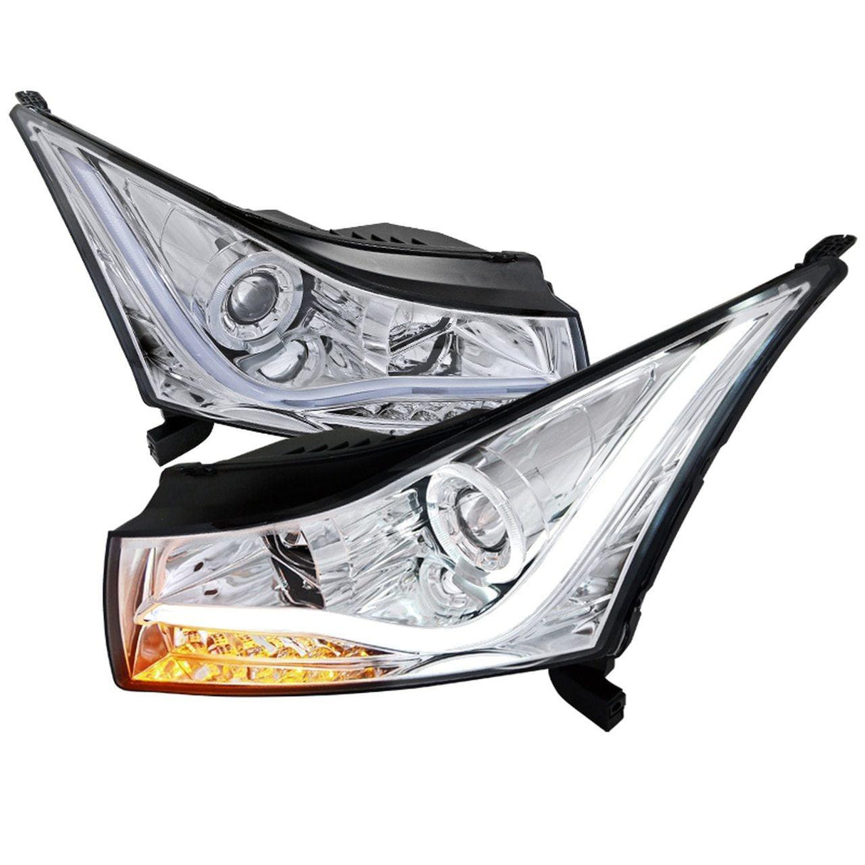 Spec-D Projector Headlights Chevy Cruze (2011-2015) Halo w/ LED Bar - Black or Chrome
