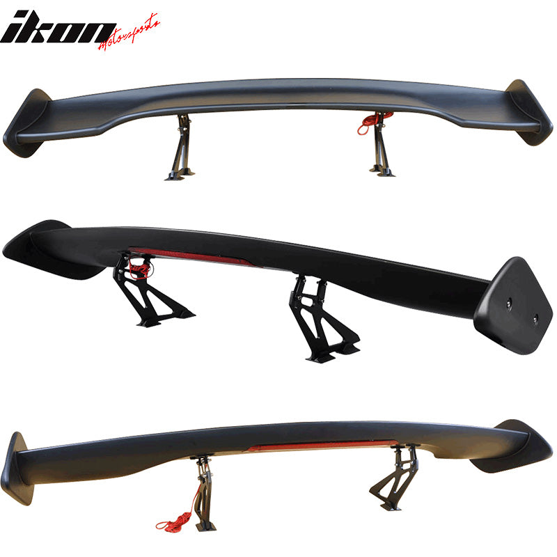 Universal 57in GT Trunk Spoiler & LED Brake Light Black ABS