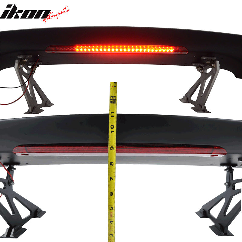 Universal 57in GT Trunk Spoiler & LED Brake Light Black ABS