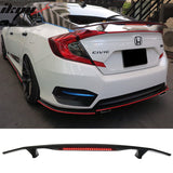 Universal Rear Spoiler Wing With 3rd Brake Light Ikon Style Trunk Wing