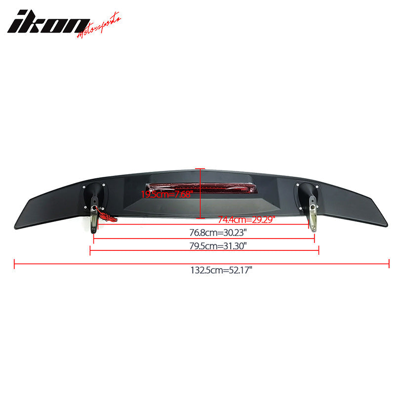 Universal Rear Spoiler Wing With 3rd Brake Light Ikon Style Trunk Wing