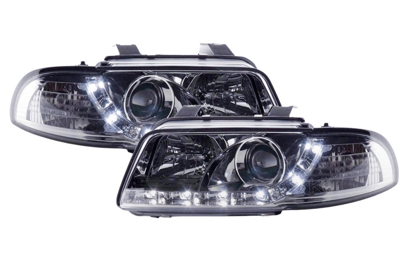 Audi A4 (B5 8D) Chrome LED Headlights with Daytime Running Lights (1995-1999) - K2 Industries