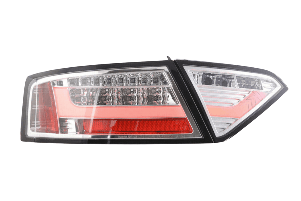 Audi A5 (B8 - 8T) Coupe Chrome Clear LED Bar Taillights (2007-2011)- For  Halogen Models