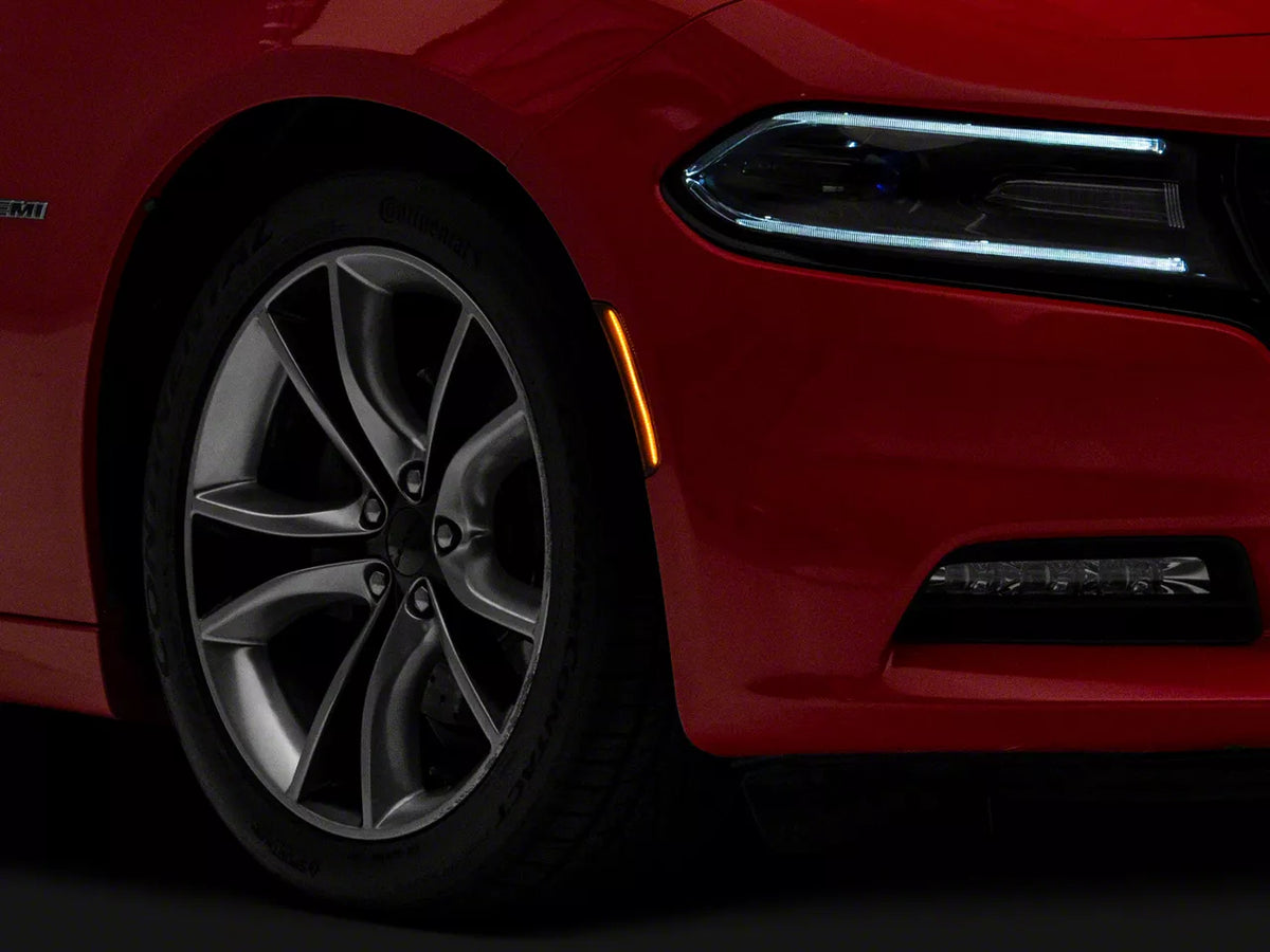 Raxiom Axial Series LED Side Marker Lights; Front and Rear; Smoked (15-23 Charger, Excluding Widebody)