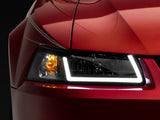 Raxiom Axial Series Headlights With Led Bar; Black Housing; Clear Lens (99-04 Mustang)