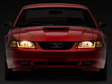 Raxiom Axial Series Headlights With Sequential Led Bar; Black Housing; Clear Lens (99-04 Mustang)