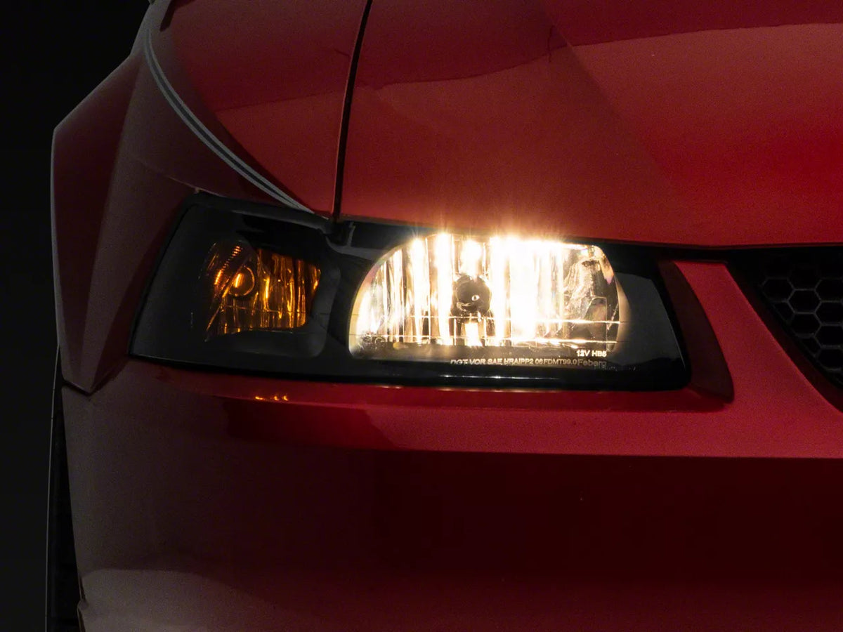 Raxiom Axial Series Oem Style Replacement Headlights; Black Housing; Lightly Smoked Lens (99-04 Mustang)