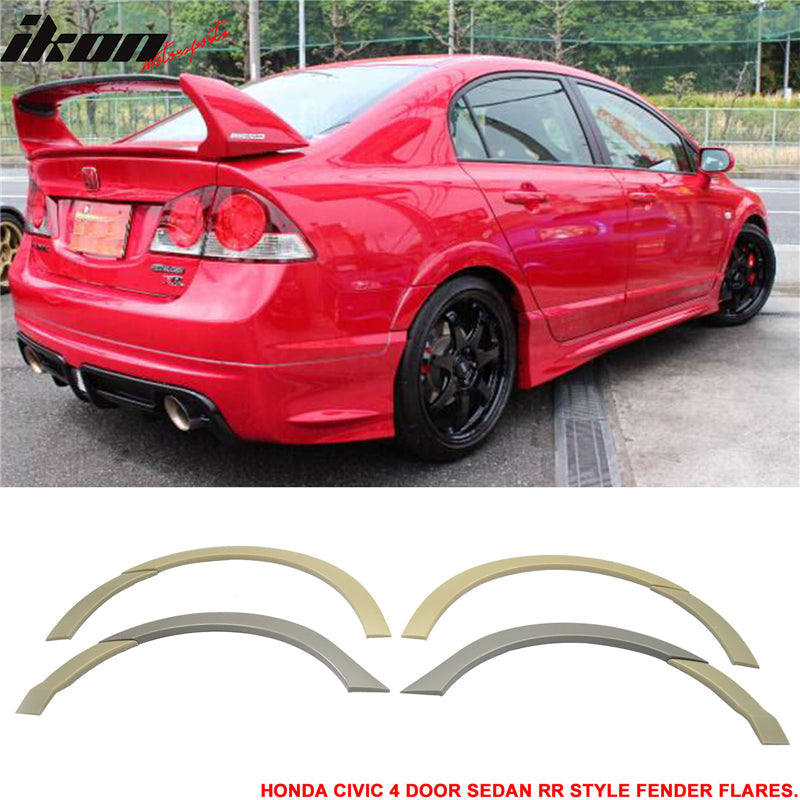 Fits 06-11 Civic Mugen RR Front Bumper + Fender Flare + LED DRL Lights