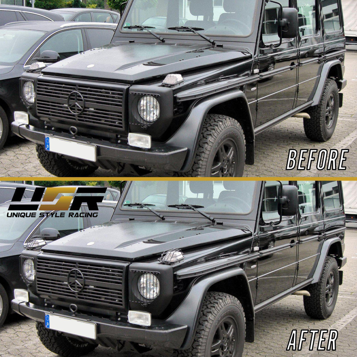 1986-2018 Mercedes G-Class Black Metal Turn Signal Guards