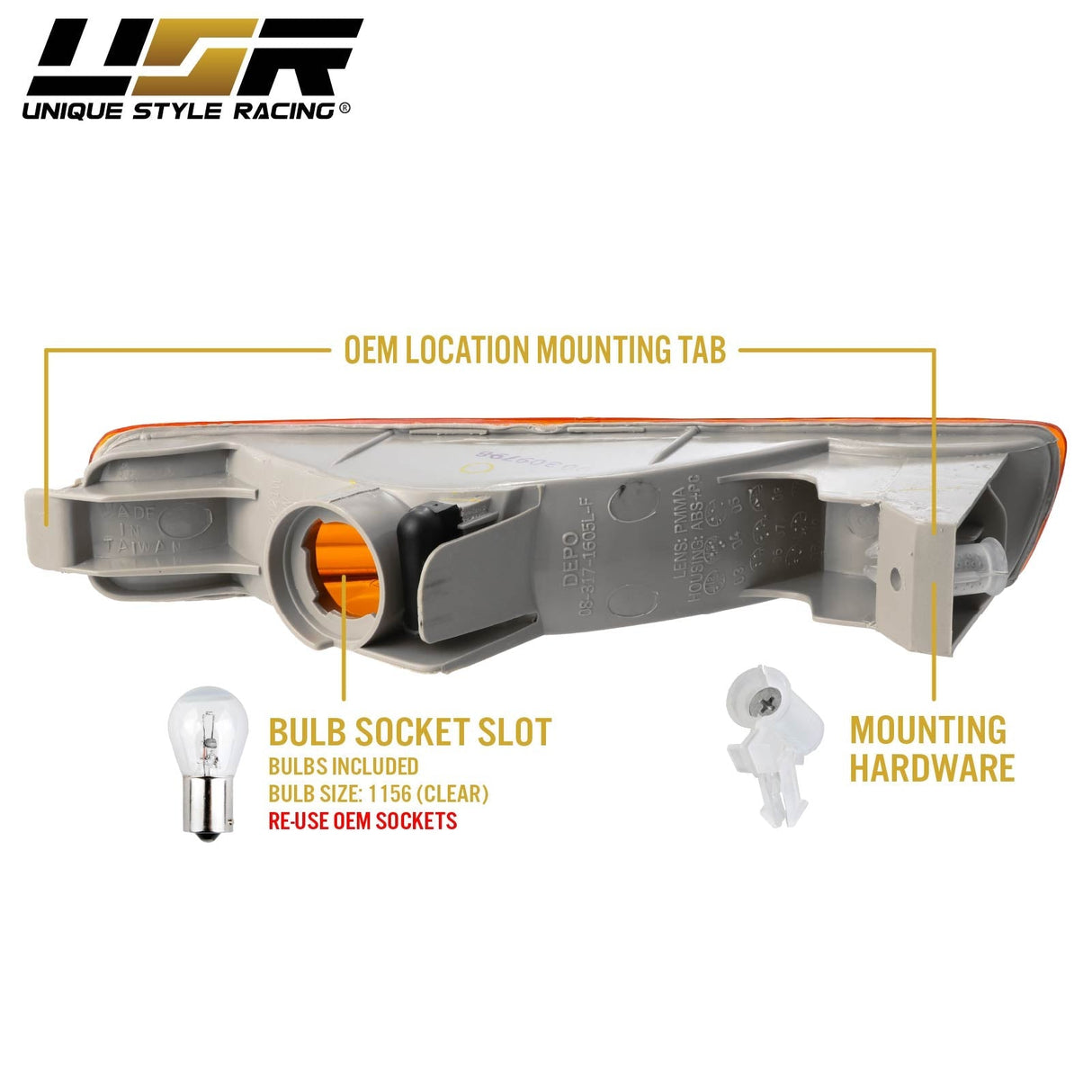 1994-1995 Honda Accord Depo Style Amber Bumper Lights