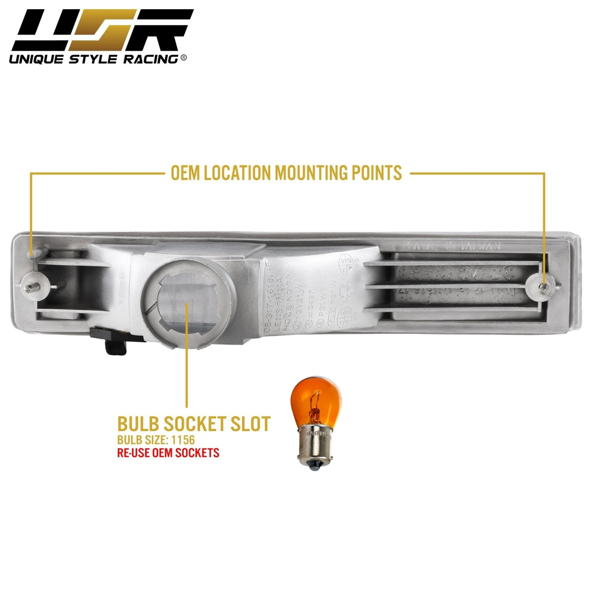 1990-1991 Honda Civic 3d/4d Amber Bumper Lights