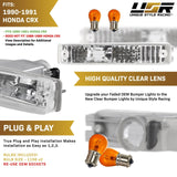 1990-1991 Honda Crx Depo Crystal 脢Amber Bumper Lights