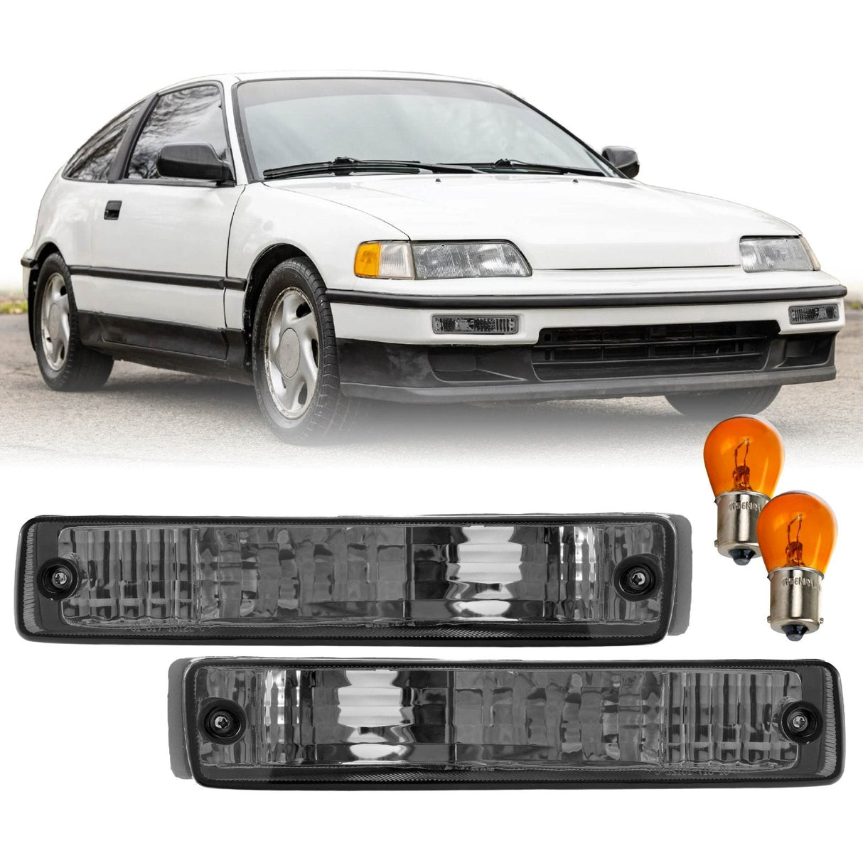1990-1991 Honda Crx Depo Crystal 脢Amber Bumper Lights