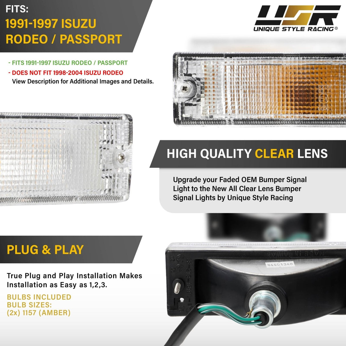 1991-1997 Isuzu Rodeo / Passport Clear Bumper Lights