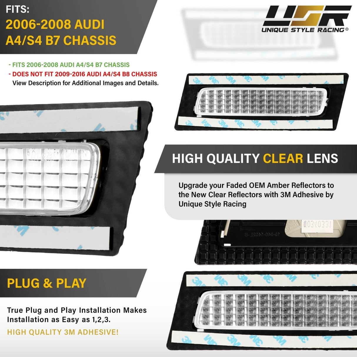 2006-2008 Audi A4/S4 B7 Chassis Crystal Clear Reflector