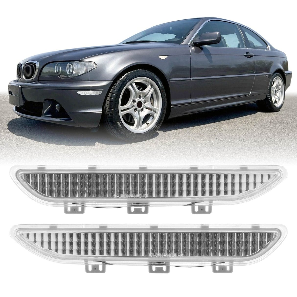 2004-2006 BMW E46 Crystal Clear Front Bumper Reflector