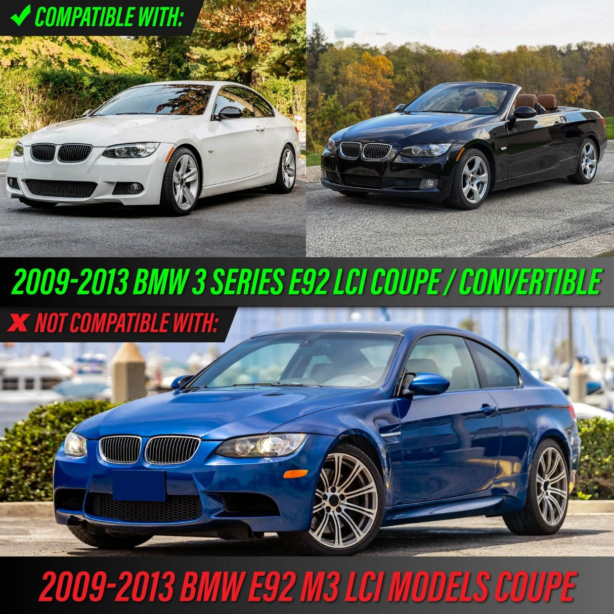 2007-2012 BMW E92/E93 3 Series Crystal Smoke Front Bumper Reflector
