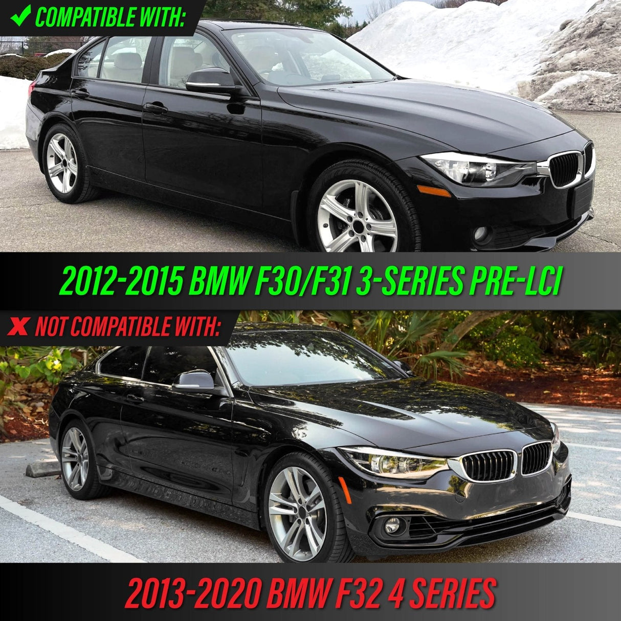 2013+ Bmw F30 / F31 3 Series Smoke Front Bumper Reflector Lights