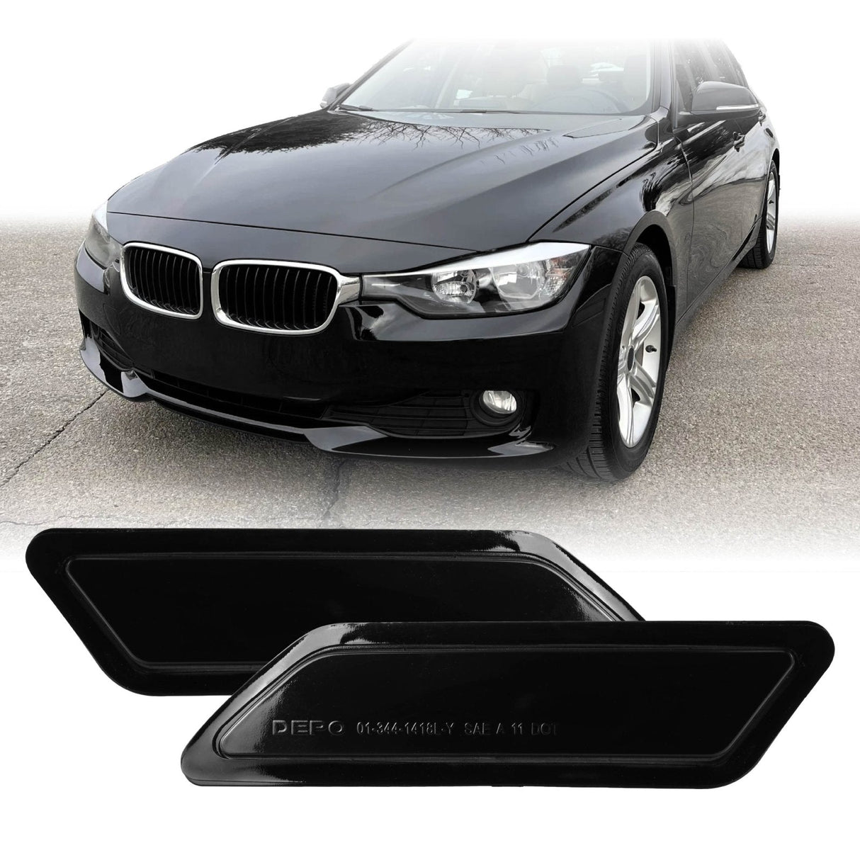 2012-2015 BMW F30/F31 3 Series Clear Front Bumper Reflector Lights