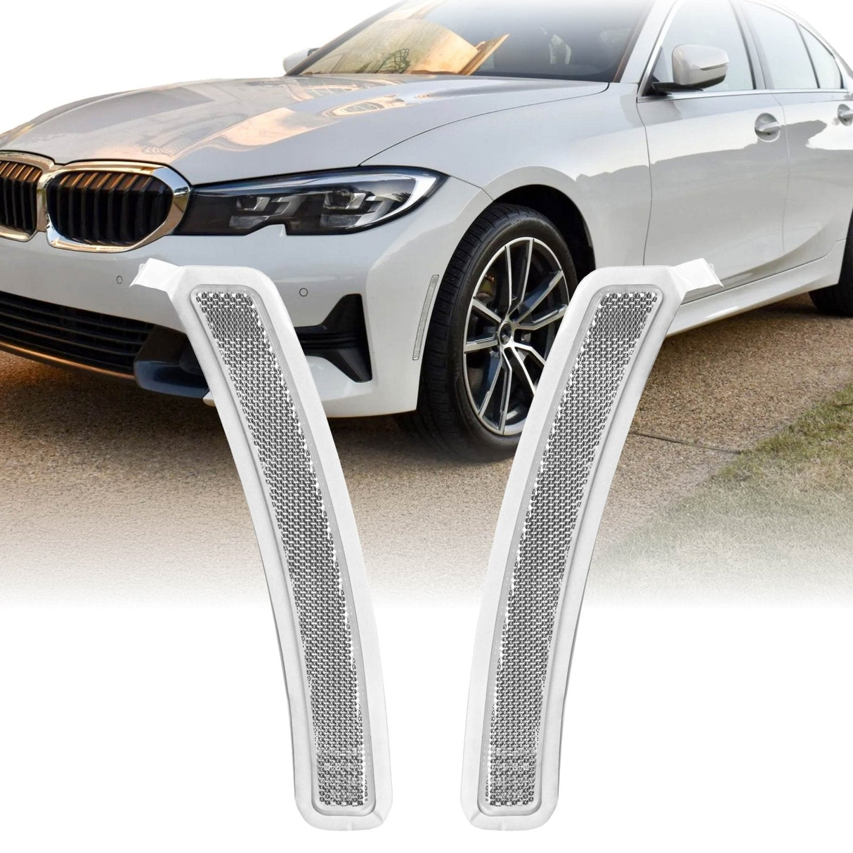 2019-2021 BMW G20 3 Series Clear Front Bumper Reflector Set