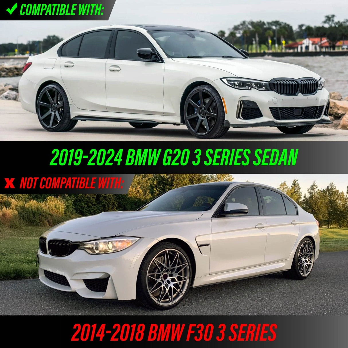 2019-2021 BMW G20 3 Series Smoke Front Bumper Reflector Set
