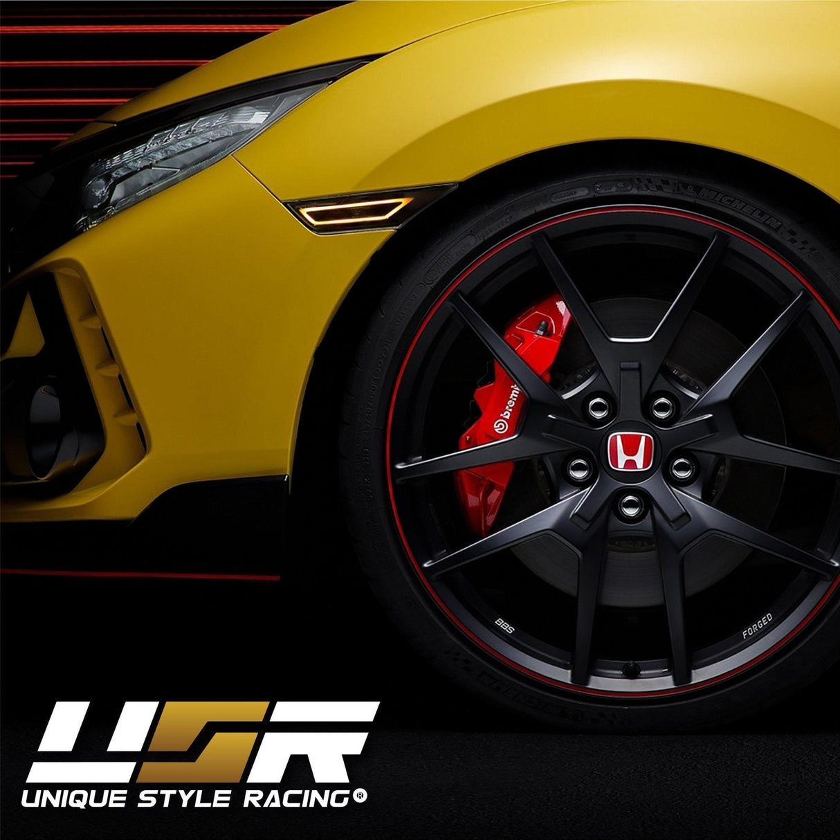 2016-2021 Honda Civic Smoke Lens Black Amber LED Side Markers
